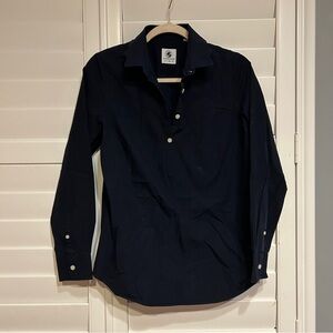 Southern Proper Quarter Button Front Blouse Navy Size Medium